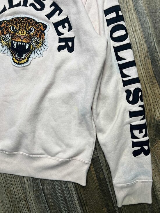 Hollister Hoodie Sweatshirt with Leopard Patch, Women Size Medium,  Light Pink - Picture 5 of 8